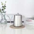 Easyworkz Gooseneck Pour Over Coffee Kettle 30 fl oz / 900 ml Stainless Steel Hand Drip Coffee Pot with Long Narrow Spout Suitable for Induction Cookers, Silver with Thermometer