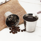 Easyworkz Stainless Steel Espresso Cup 2pcs Set Double Wall Insulated Metal Demitasse Cups