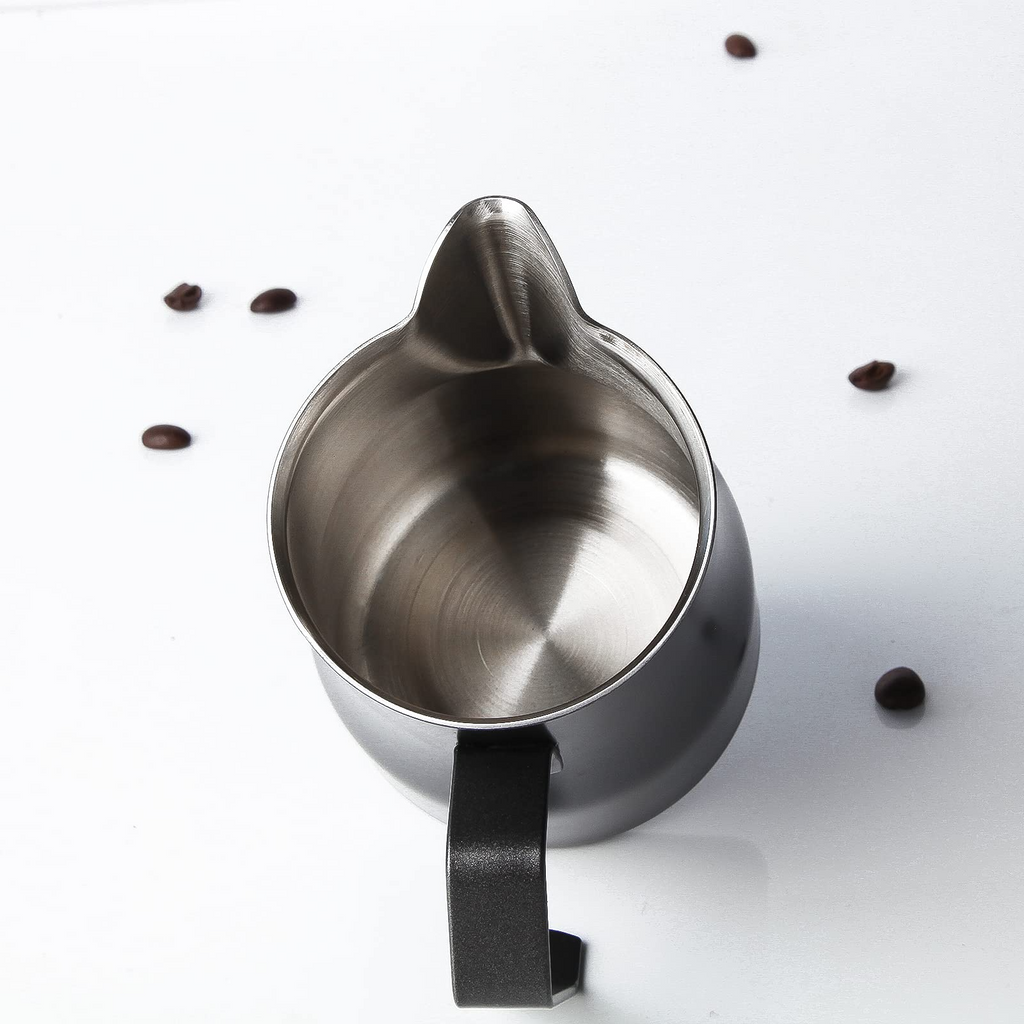 Easyworkz Espresso Steaming Pitcher 12-15 fl.oz(350-450 ml) Stainless Steel Coffee Frothing Picther Milk Jug Cappuccino Latte Art Cup, Black