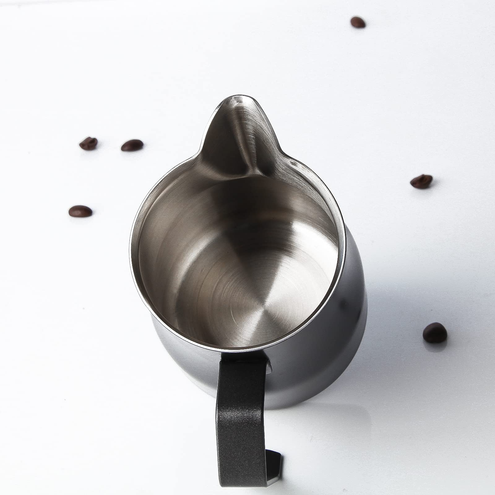 Easyworkz Espresso Steaming Pitcher 12-15 fl.oz(350-450 ml) Stainless Steel Coffee Frothing Picther Milk Jug Cappuccino Latte Art Cup, Black