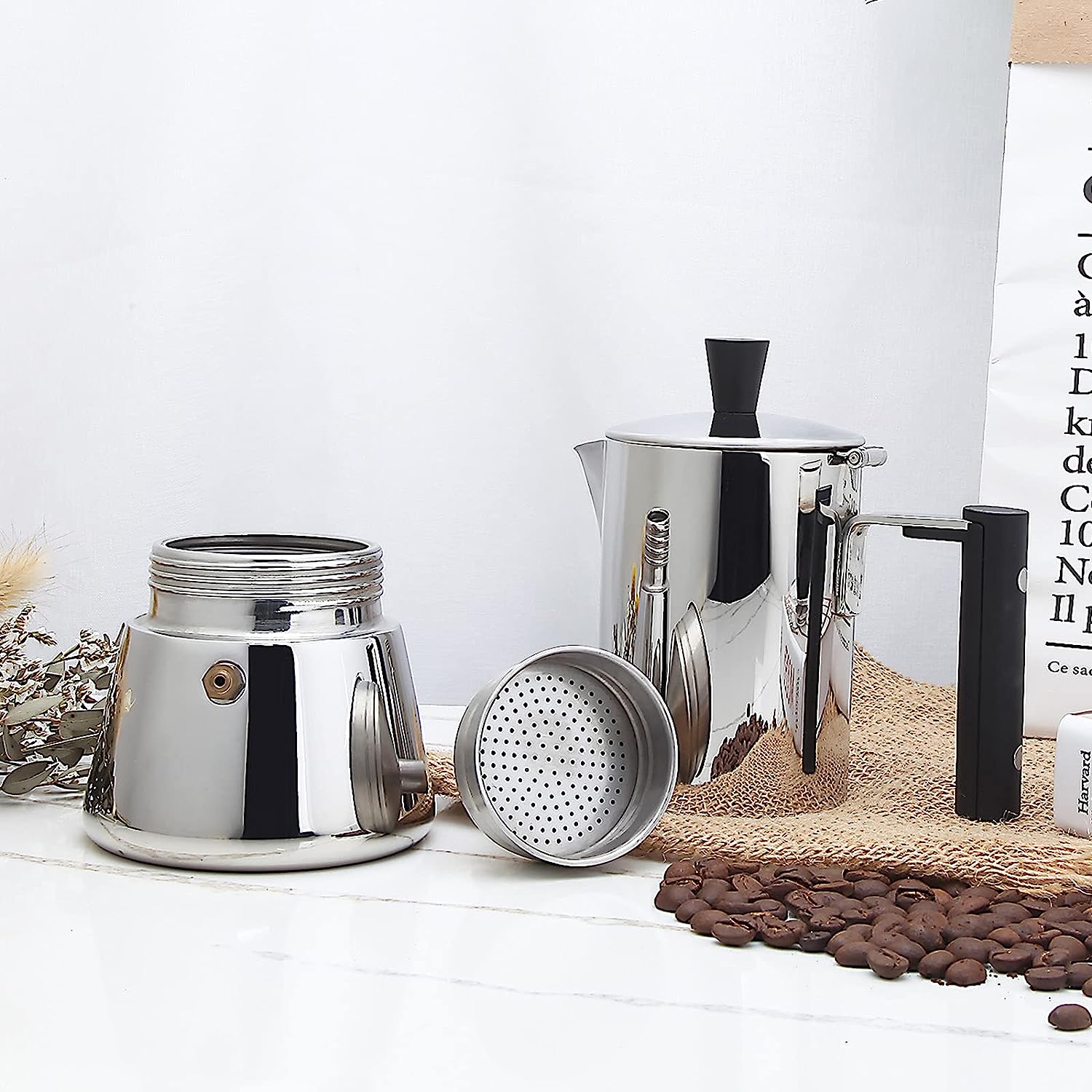 Easyworkz Pedro Stovetop Espresso Maker Stainless Steel Italian Coffee Machine Maker Moka Pot Induction Espresso Pot