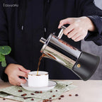 Easyworkz Diego Espressokocher aus Edelstahl, italienische Kaffeemaschine Induktion Mokkakanne, Schwarz