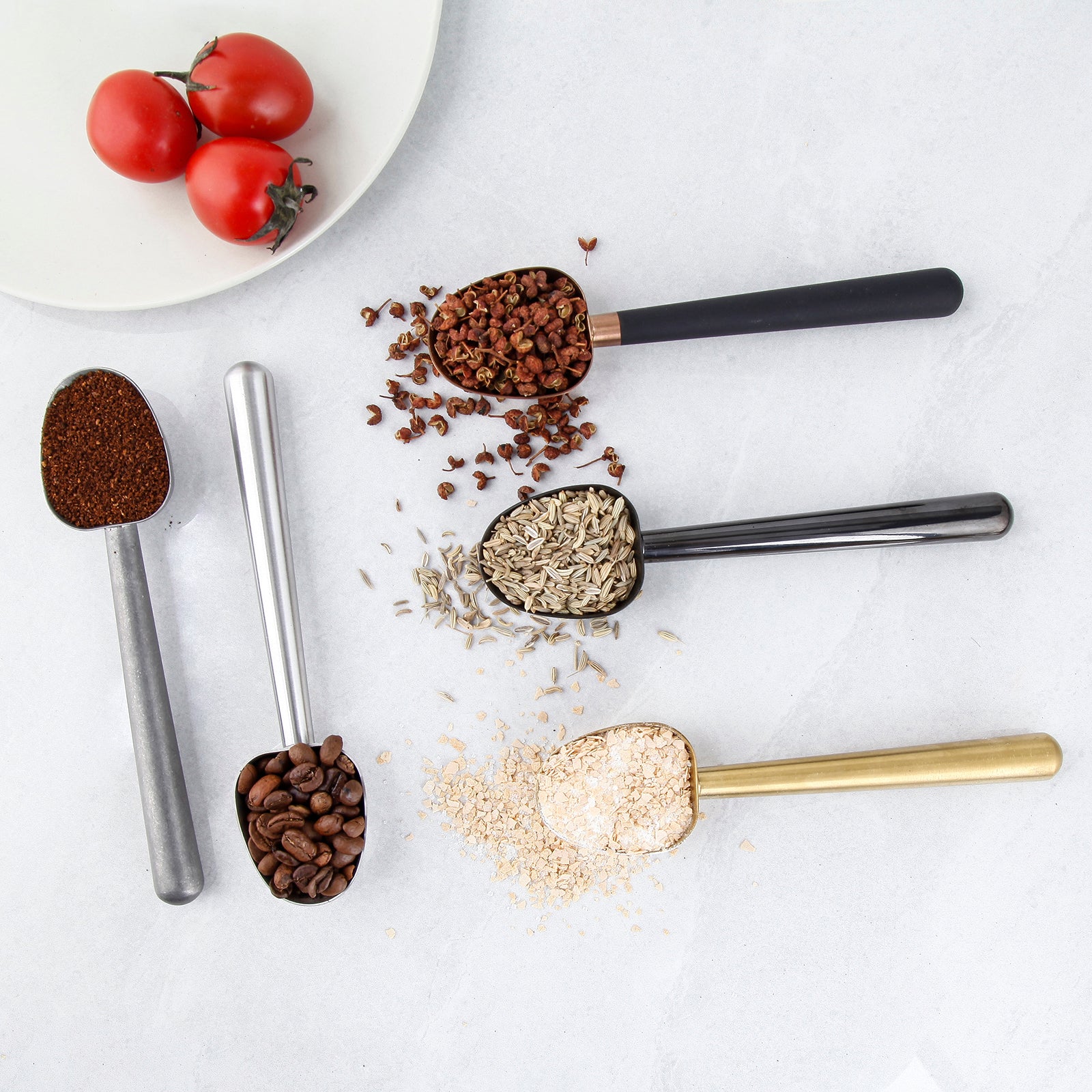 Easyworkz Stainless Steel Long Hollow Handle Coffee Scoop 7g Measuring Spoon for Ground Coffee and Loose Leaf Tea, Brushed Silver