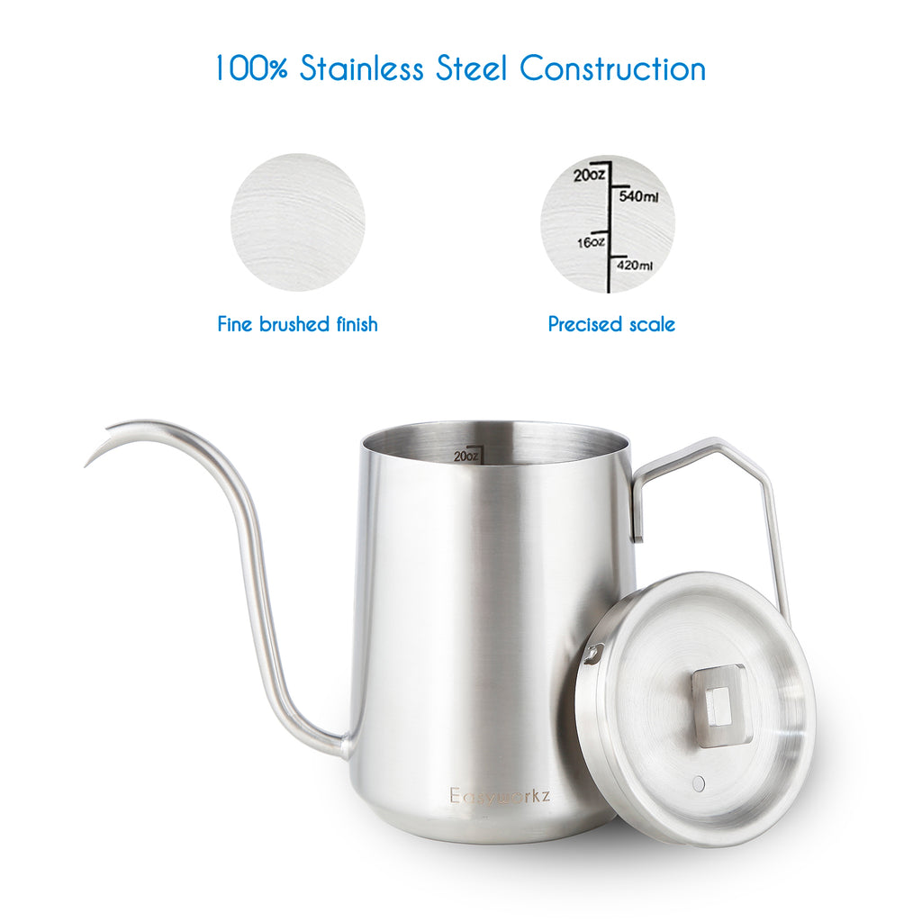 Gooseneck Pour Over Coffee Kettle 20 oz Stainless Steel Hand Drip Coffee Pot With Long Narrow Spout