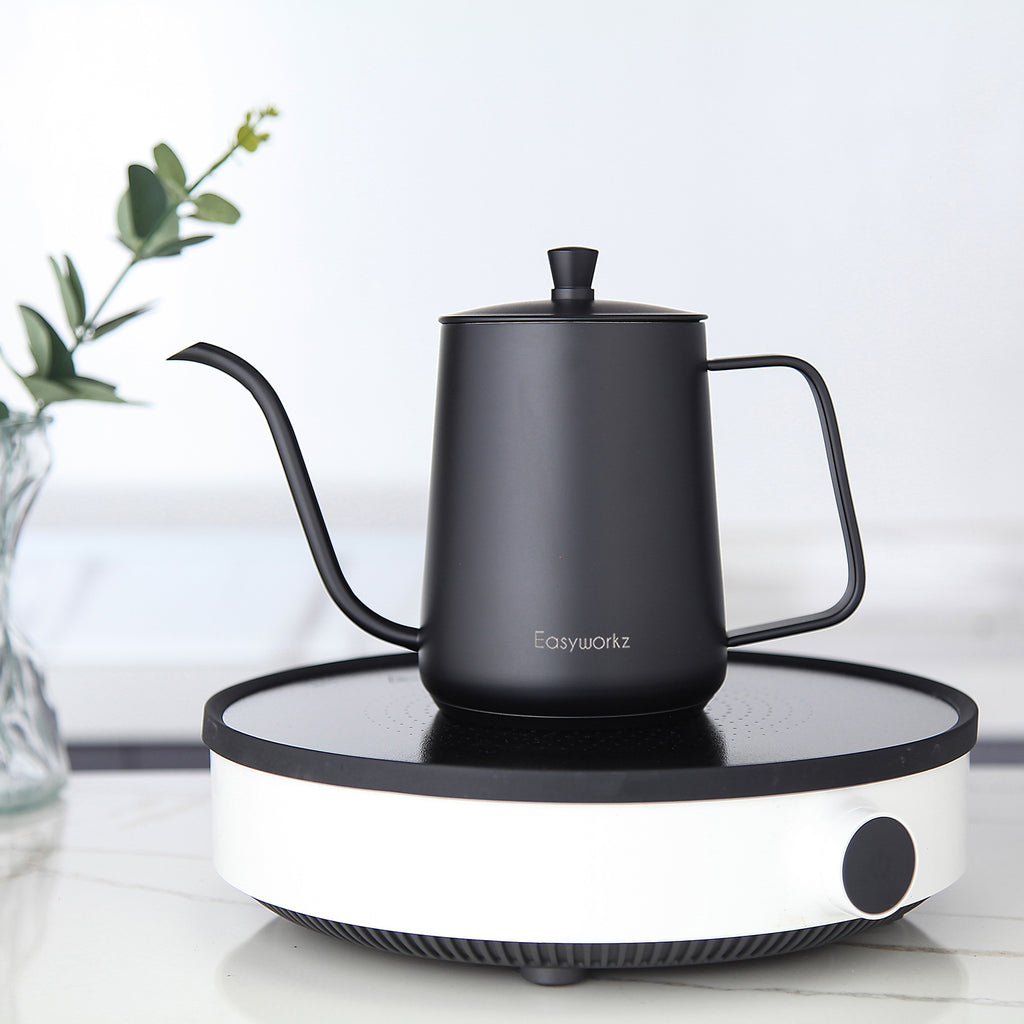 Easyworkz Gooseneck Pour Over Coffee Kettle 30 fl oz / 900 ml Stainless Steel Hand Drip Coffee Pot with Long Narrow Spout Suitable for Induction Cookers