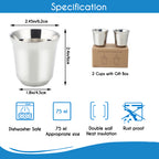 Easyworkz Stainless Steel Espresso Cup 2pcs Set Double Wall Insulated Metal Demitasse Cups