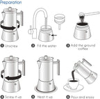 Easyworkz Pedro Stovetop Espresso Maker Stainless Steel Italian Coffee Machine Maker Moka Pot Induction Espresso Pot