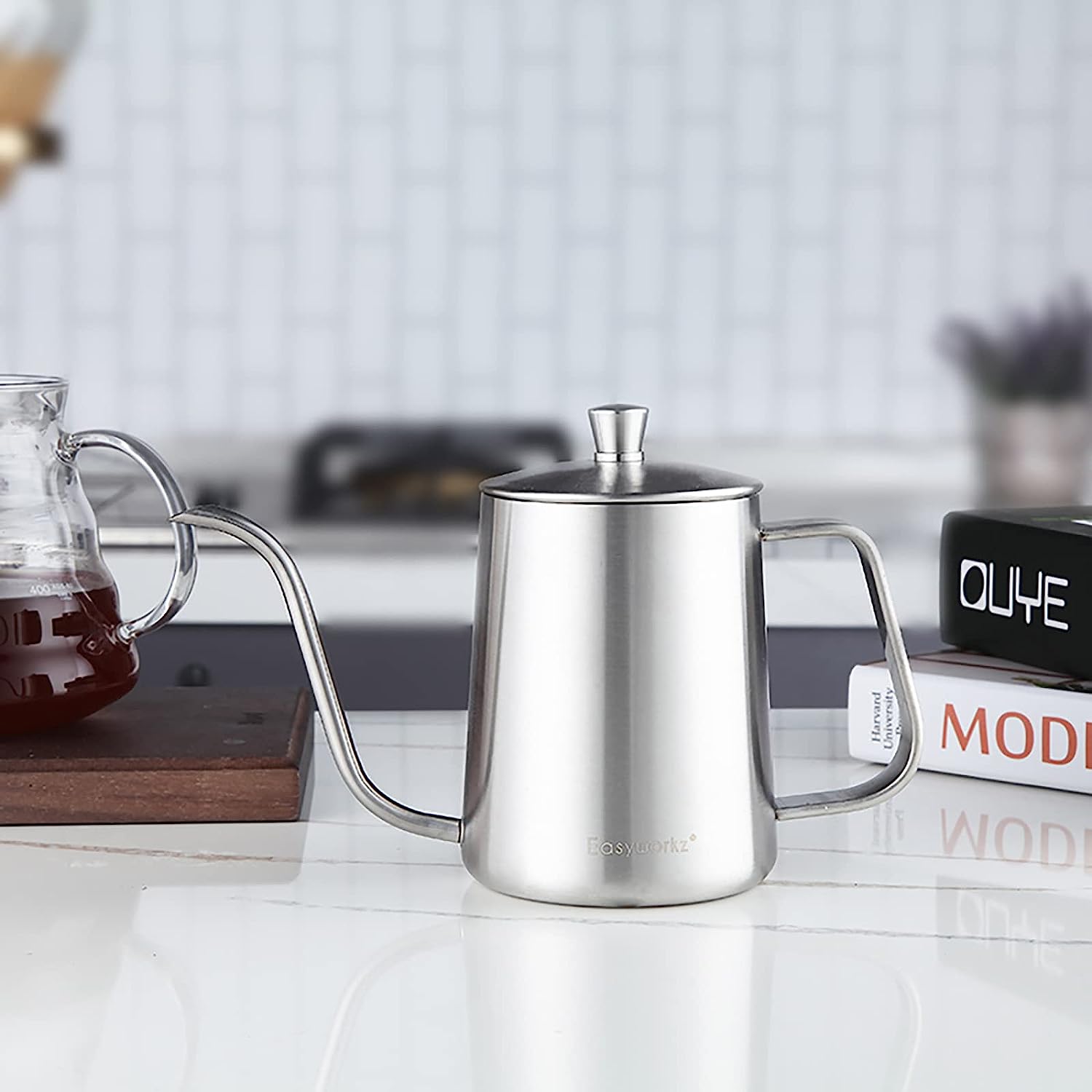 Easyworkz Gage Gooseneck Pour Over Coffee Kettle Stainless Steel Hand Drip Coffee Pot With Long Narrow Spout