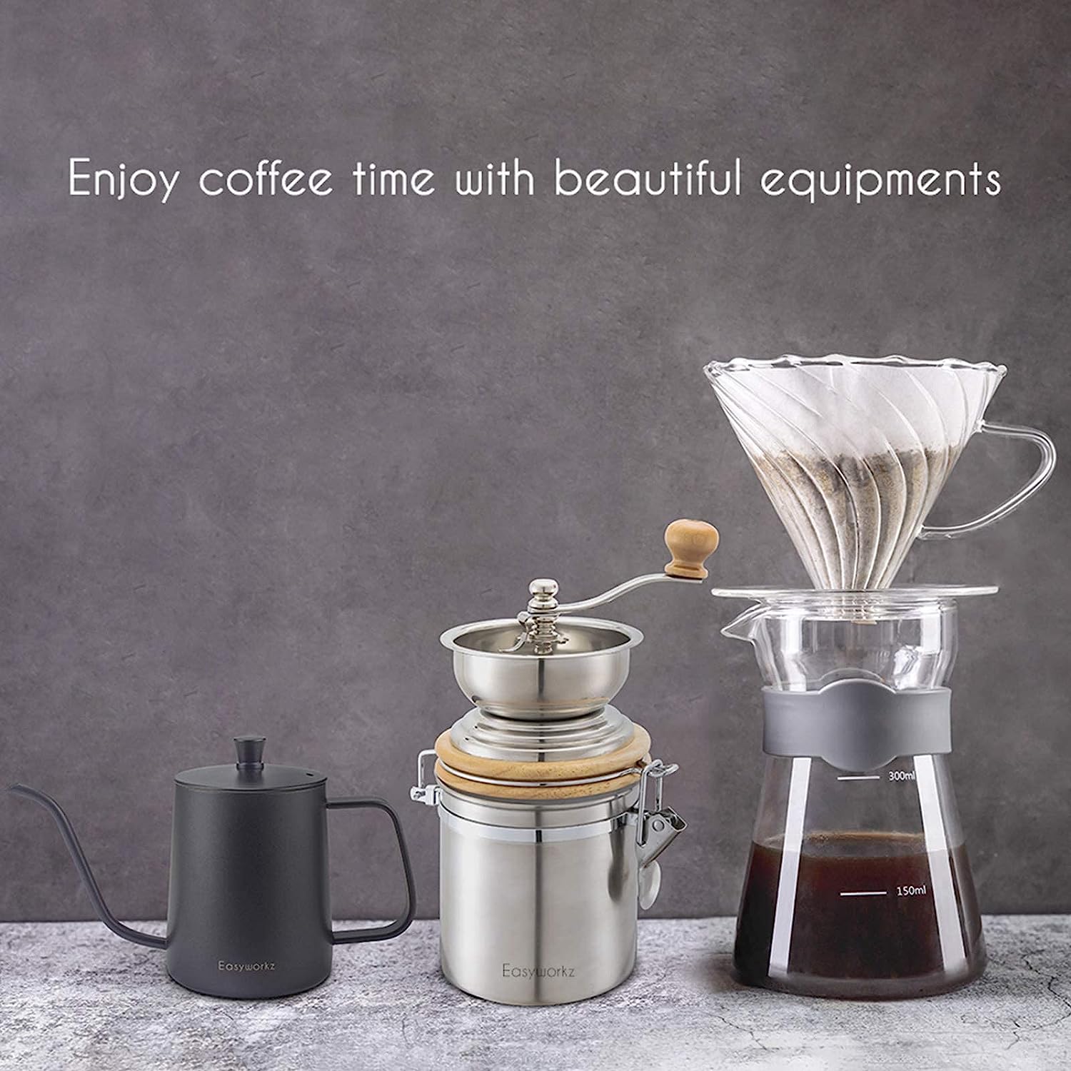 Easyworkz Gage Gooseneck Pour Over Coffee Kettle Stainless Steel Hand Drip Coffee Pot With Long Narrow Spout