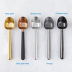 Easyworkz Stainless Steel Long Hollow Handle Coffee Scoop 7g Measuring Spoon for Ground Coffee and Loose Leaf Tea, Rose Gold-Black