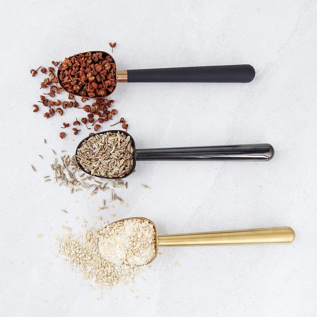 Easyworkz Stainless Steel Long Hollow Handle Coffee Scoop 7g Measuring Spoon for Ground Coffee and Loose Leaf Tea, Brass Gold