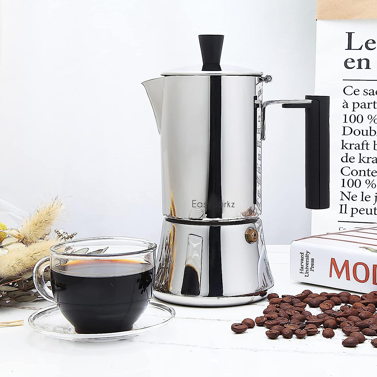 Easyworkz Pedro Stovetop Espresso Maker Stainless Steel Italian Coffee