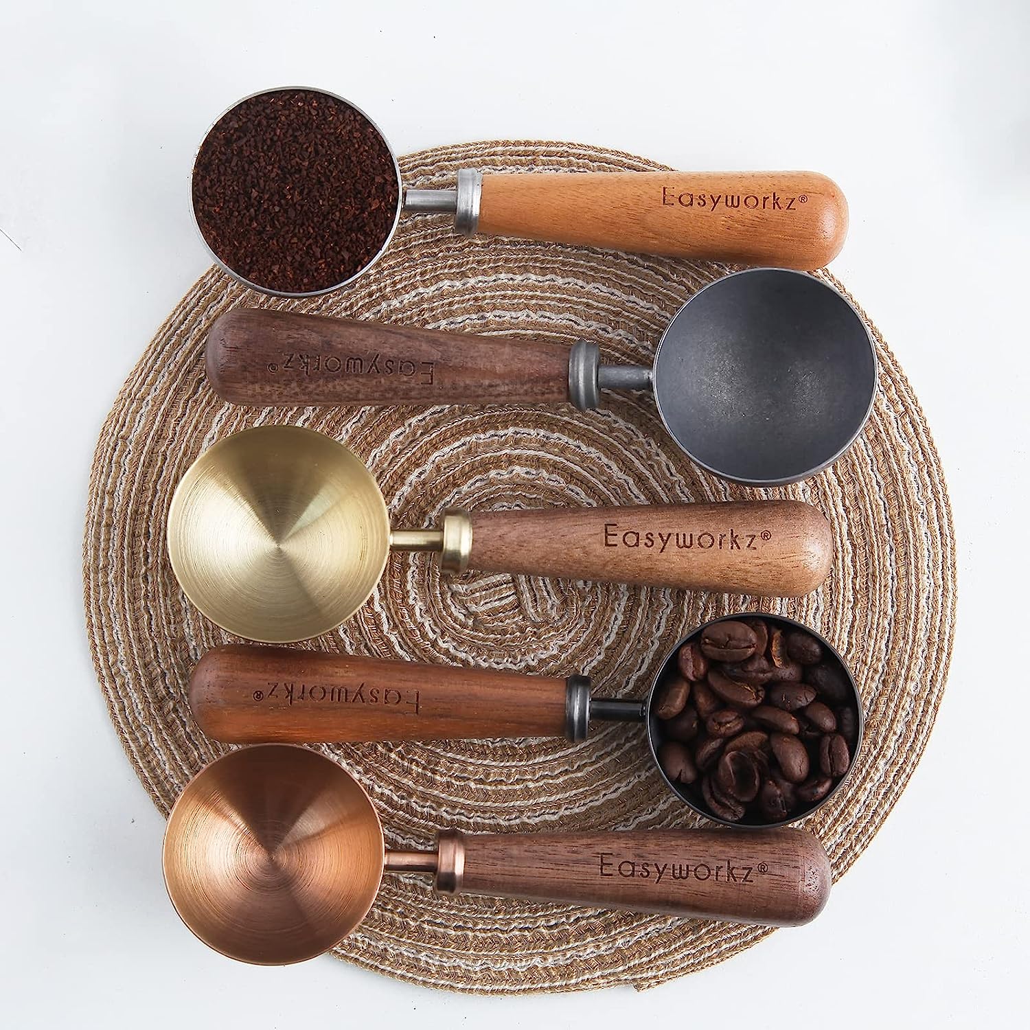 Easyworkz Retro Stainless Steel Coffee Spoon With Black Walnut Handle 10g Measuring Spoon, Gunmetal