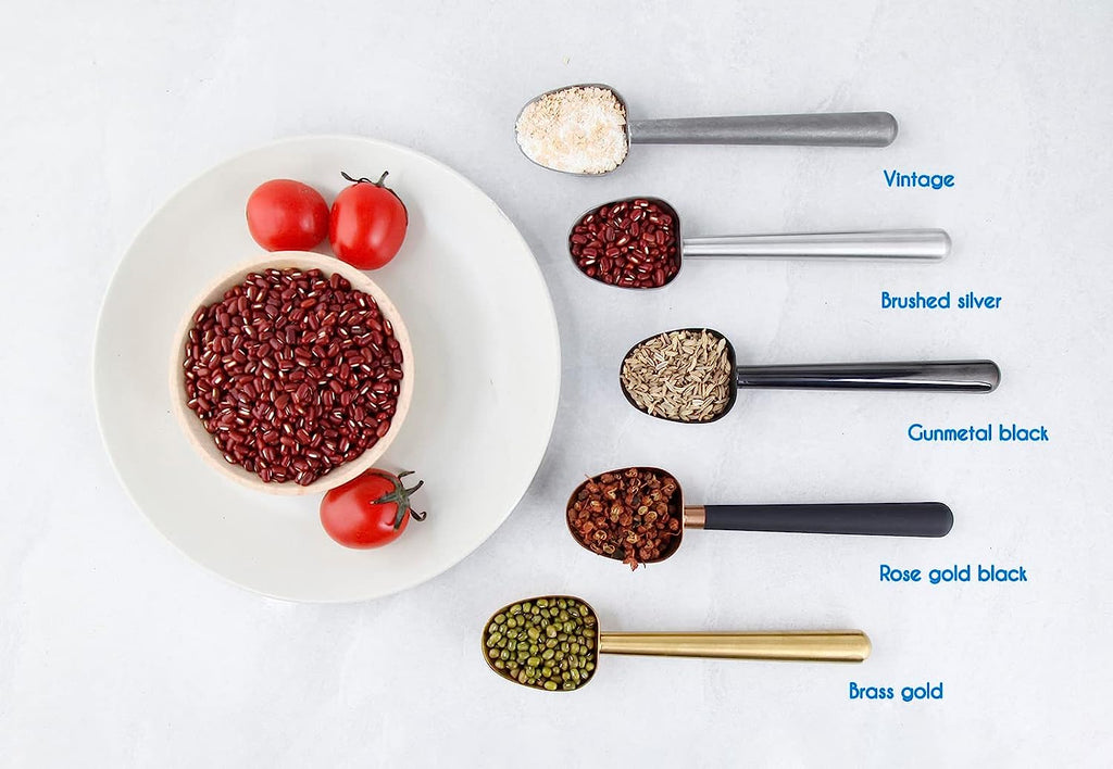 Easyworkz Stainless Steel Long Hollow Handle Coffee Scoop 7g Measuring Spoon for Ground Coffee and Loose Leaf Tea, Brass Gold