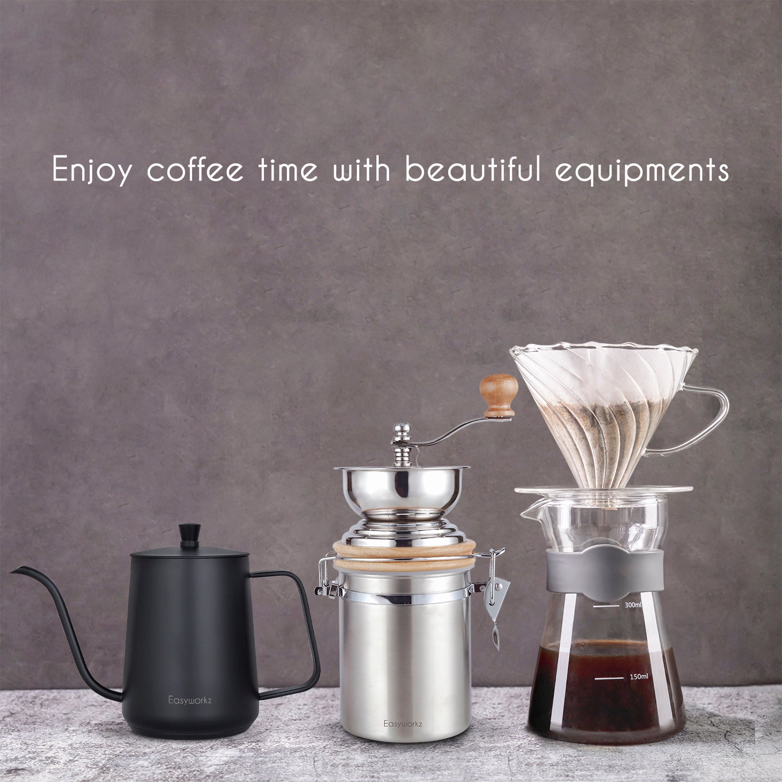 Easyworkz Gooseneck Pour Over Coffee Kettle 30 fl oz / 900 ml Stainless Steel Hand Drip Coffee Pot with Long Narrow Spout Suitable for Induction Cookers, Black