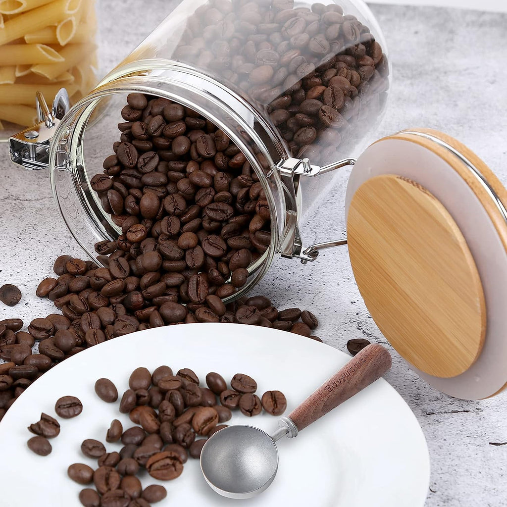Easyworkz Retro Stainless Steel Coffee Spoon With Black Walnut Handle 10g Measuring Spoon, Brushed Silver