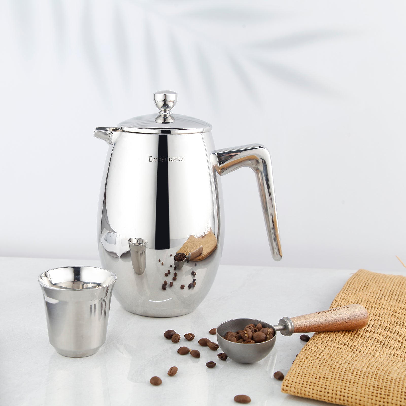 Easyworkz Nando Cafetière à Piston Isotherme à Double Paroi en Acier Inoxydable 304