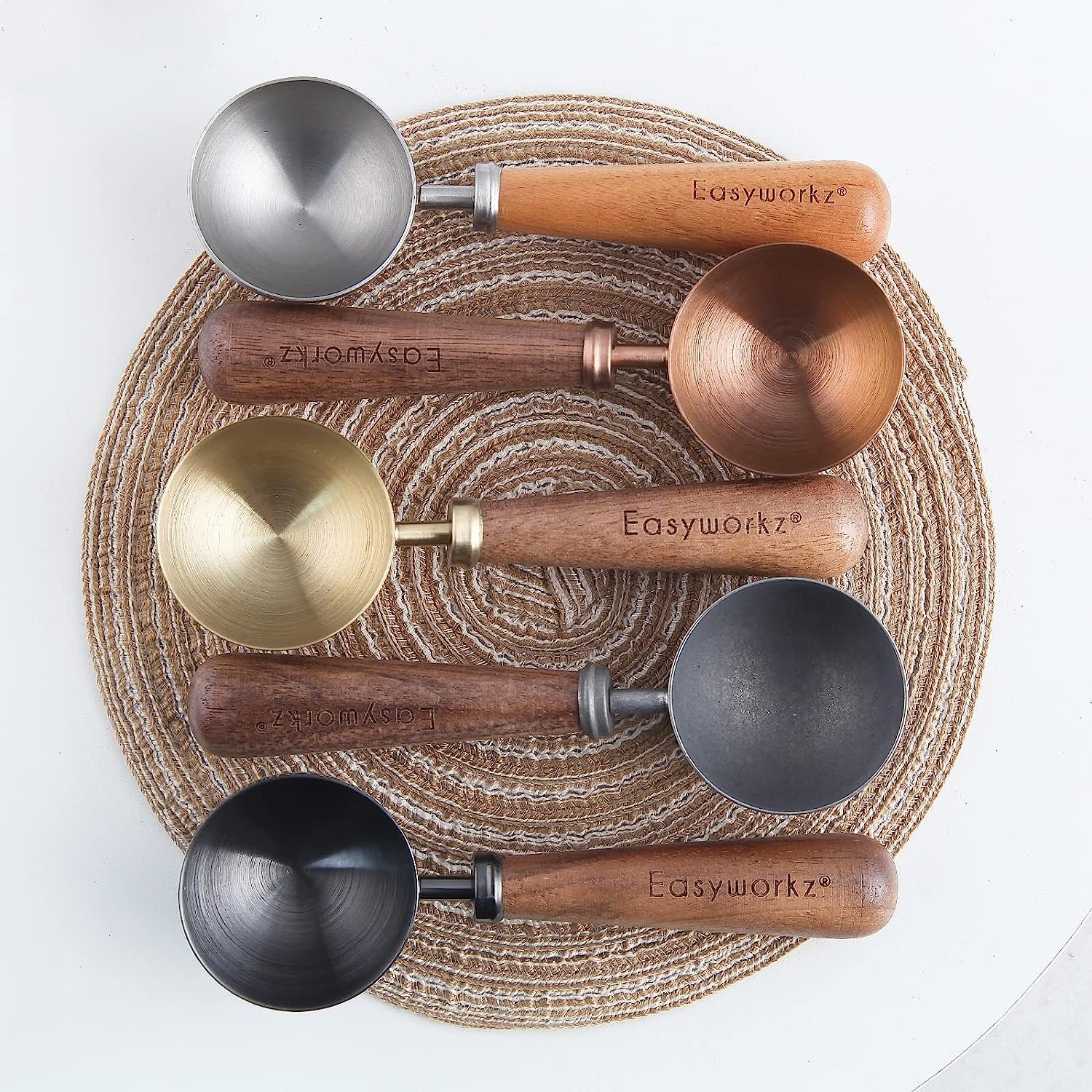 Easyworkz Retro Stainless Steel Coffee Spoon With Black Walnut Handle 10g Measuring Spoon, Rose Gold