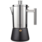 Easyworkz Diego Espressokocher aus Edelstahl, italienische Kaffeemaschine Induktion Mokkakanne, Schwarz