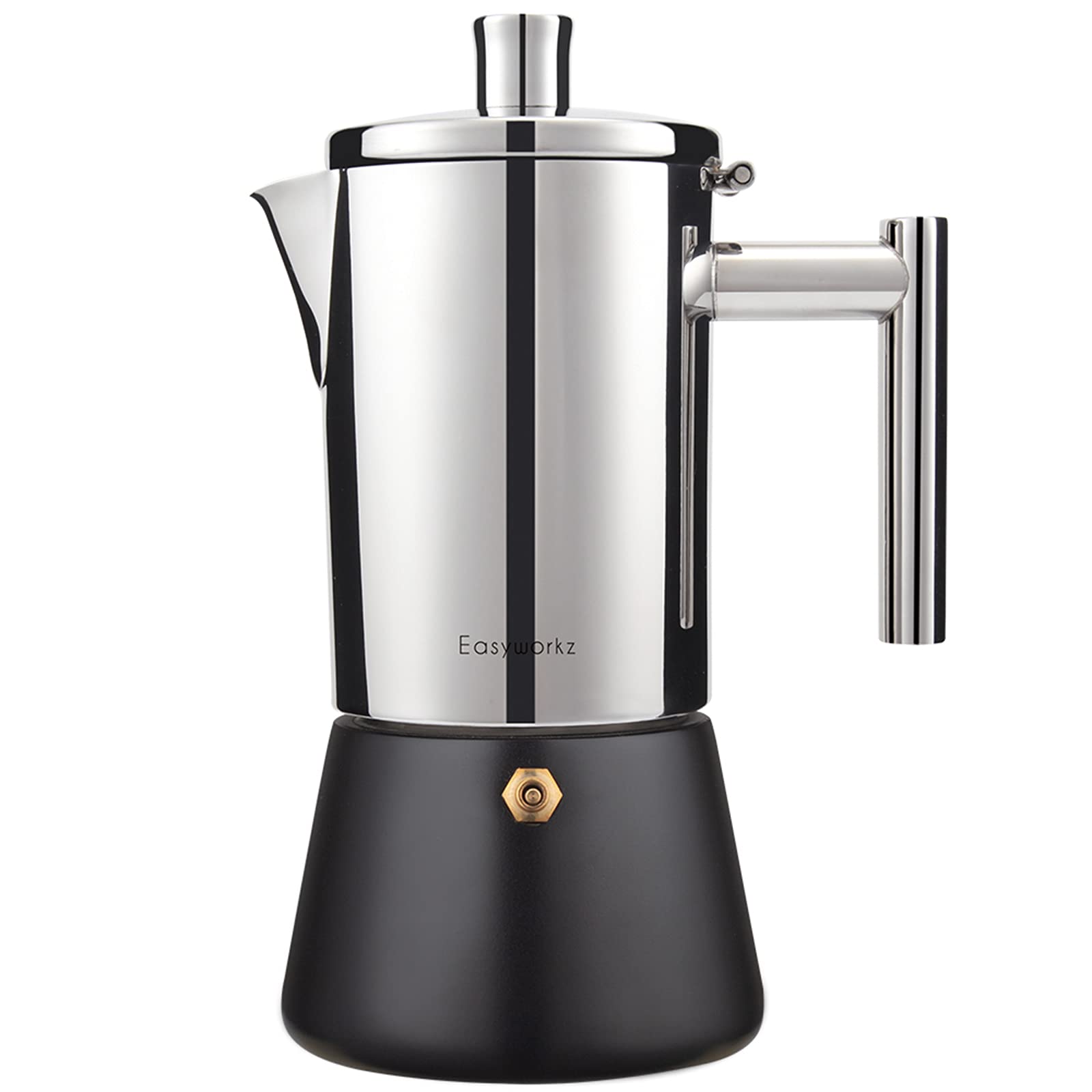 Easyworkz Diego Espressokocher aus Edelstahl, italienische Kaffeemaschine Induktion Mokkakanne, Schwarz