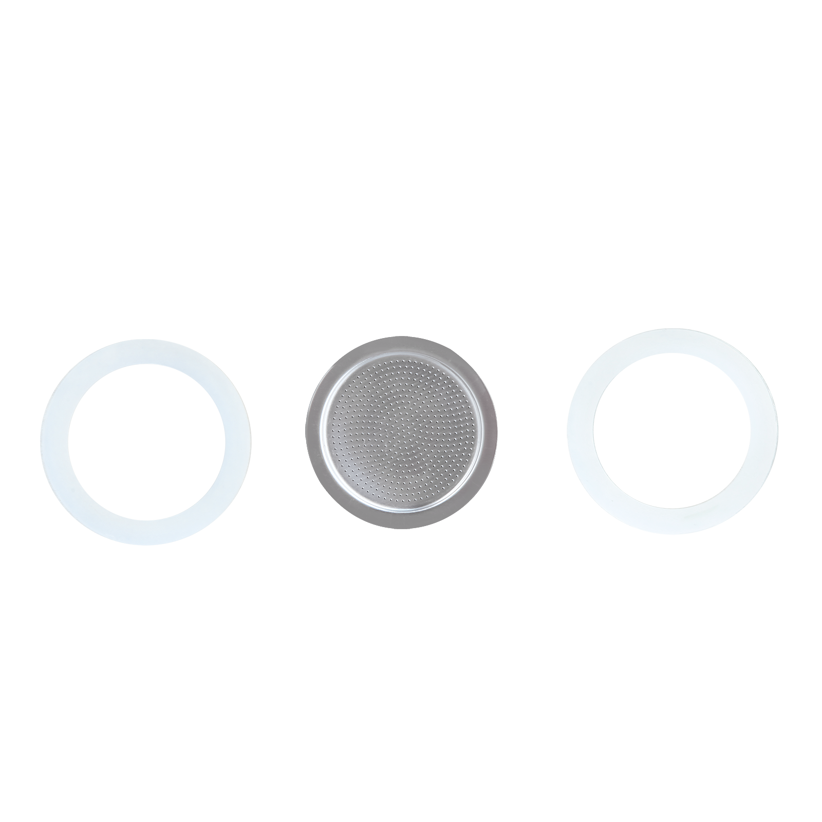 Easyworkz Stainless Steel Coffee Funnel Filter and Reducer & Set of Silicone Gasket Seals and Filter Screen, Espresso Maker Replacement