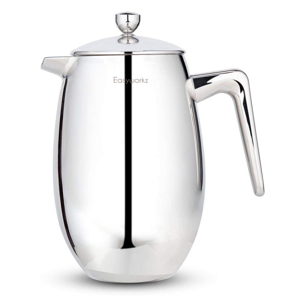 Easyworkz Nando French Press 34 fl.oz / 1000ml Double Wall Insulated Thermal Coffee Maker 304 Stainless Steel Cafetiere