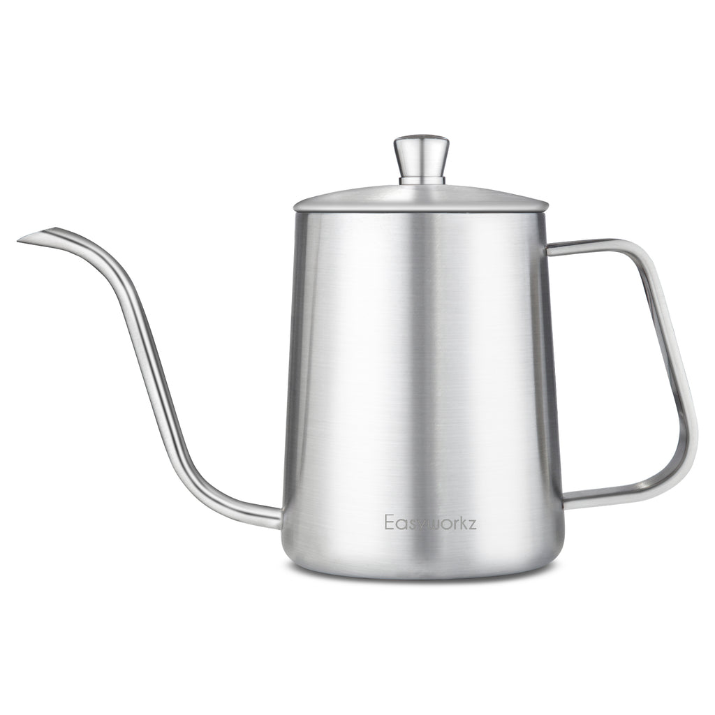 Easyworkz Gage Gooseneck Pour Over Coffee Kettle 12 fl.oz / 350 ml Stainless Steel Hand Drip Coffee Pot With Long Narrow Spout, Silver