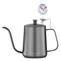 Easyworkz Gage Gooseneck Pour Over Coffee Kettle 20 fl.oz / 600 ml with Thermometer Stainless Steel Hand Drip Coffee Pot With Long Narrow Spout, Black