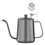 Easyworkz Gage Gooseneck Pour Over Coffee Kettle 20 fl.oz / 600 ml with Thermometer Stainless Steel Hand Drip Coffee Pot With Long Narrow Spout, Black