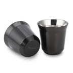 Easyworkz Stainless Steel Espresso Cup 2pcs Set 2.5-5 fl.oz(75-150 ml) Double Wall Insulated Metal Demitasse Cups, Gunmetal