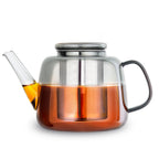 Easyworkz Borosilicate Glass Teapot 50oz / 1500ml with Large Stainless Steel Removable Loose Tea Infuser for Fruit Herbal and Infusion, Smoke Grey