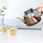 Easyworkz Borosilicate Glass Teapot 50oz / 1500ml with Large Stainless Steel Removable Loose Tea Infuser for Fruit Herbal and Infusion, Smoke Grey