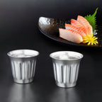 Easyworkz Stainless Steel Espresso Cup 2pcs Set Double Wall Insulated Metal Demitasse Cups 5 fl.oz/ 150 ml, Chrome