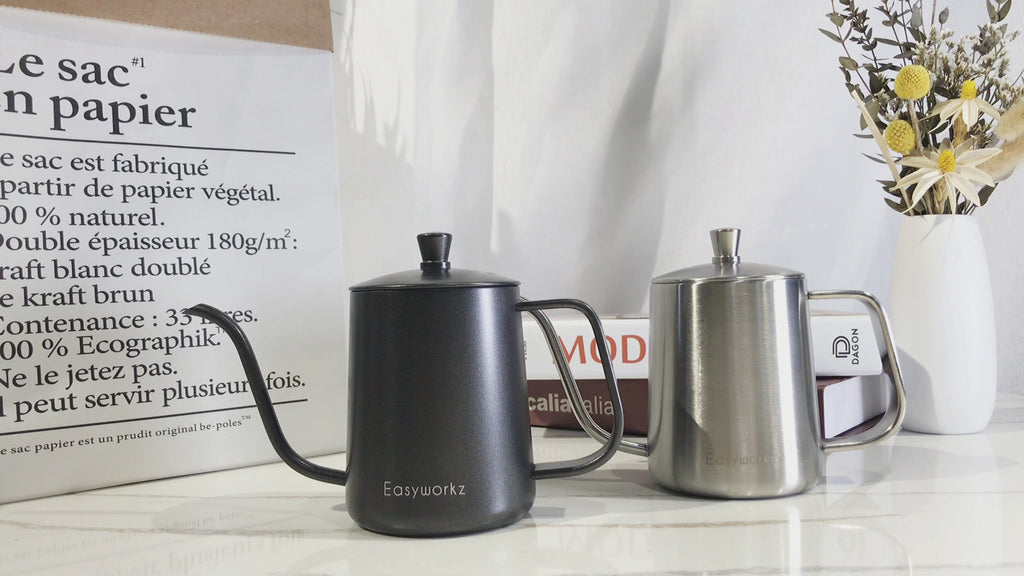 Easyworkz Gage Gooseneck Pour Over Coffee Kettle Stainless Steel Hand Drip Coffee Pot With Long Narrow Spout