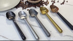 Easyworkz Stainless Steel Long Hollow Handle Coffee Scoop 7g Measuring Spoon for Ground Coffee and Loose Leaf Tea, Brass Gold