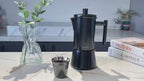 Easyworkz Diego Espressokocher Herdplatte Edelstahl Italienische Kaffeemaschine Induktion Mokkakanne, Mattschwarz