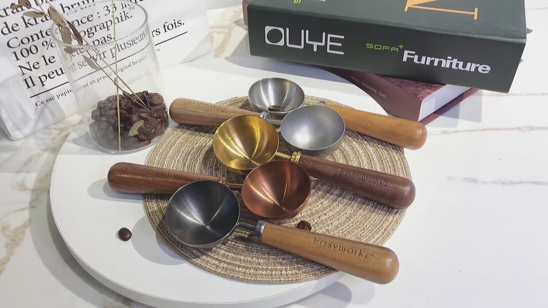 Easyworkz Retro Stainless Steel Coffee Spoon With Black Walnut Handle 10g Measuring Spoon, Gunmetal