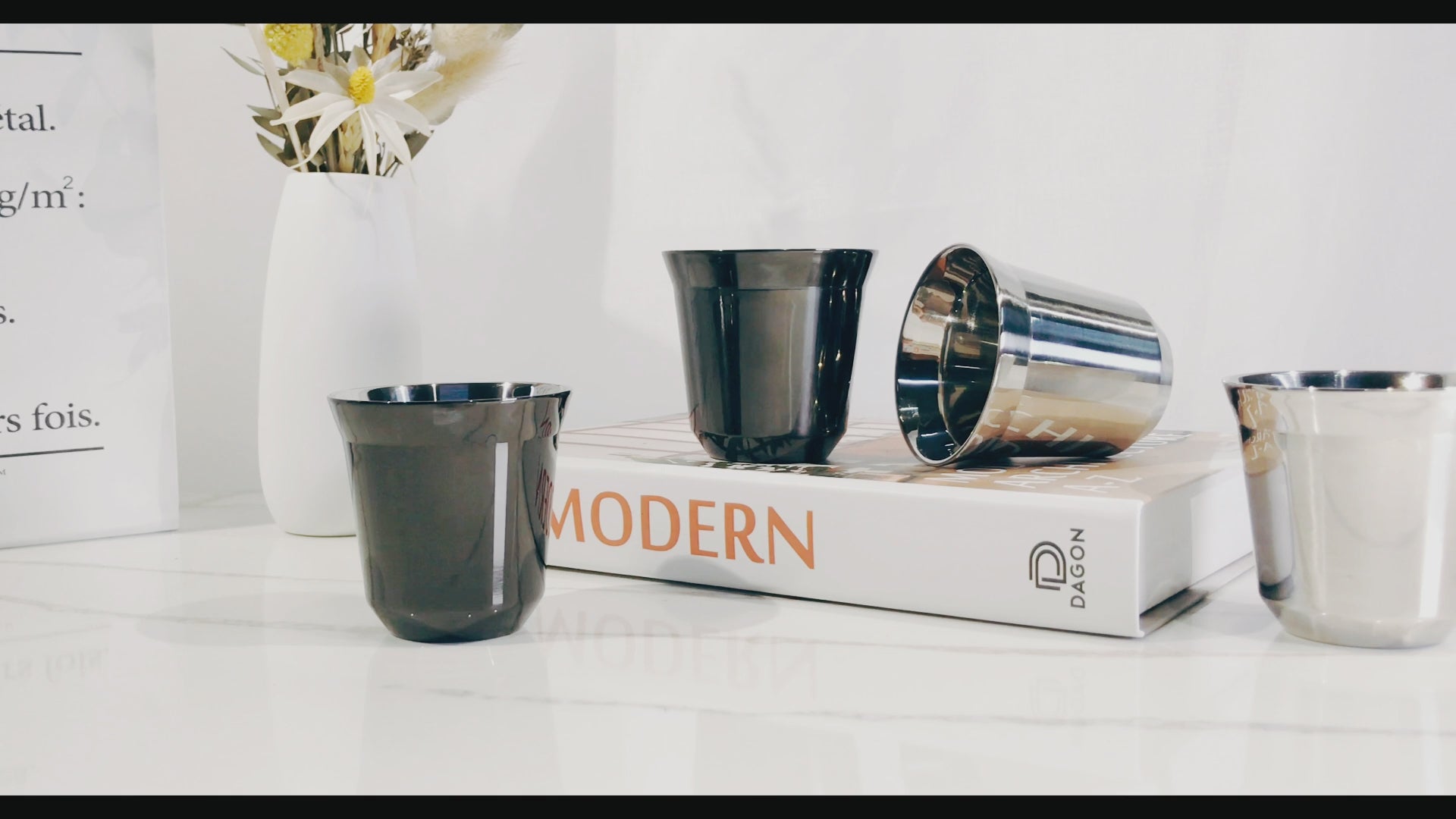 Easyworkz Stainless Steel Espresso Cup 2pcs Set Double Wall Insulated Metal Demitasse Cups
