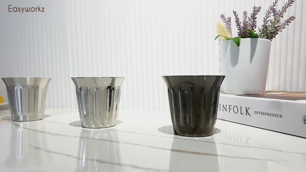 Easyworkz Stainless Steel Espresso Cup 2pcs Set Double Wall Insulated Metal Demitasse Cups 5 fl.oz/ 150 ml