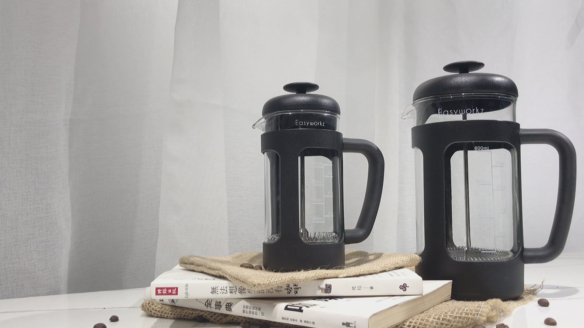 Easyworkz French Press Coffee Tea Maker with Borosilicate Glass Soft Grip Handle